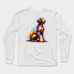 Vivid Colorful Splash Art Pudelpointer in Motion Long Sleeve T-Shirt